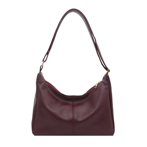 Vintage burgundy underarm shoulder bag in minimalist faux leather with adjustable strap
