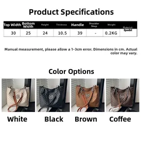 Detailed size specifications for a large printed tote bag with a visual four-color comparison