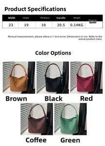 Detailed dimensions and five retro colors of this suede-textured shoulder hobo bag