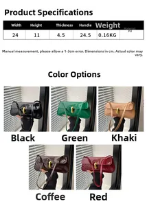 Detailed size chart and dimensions for the elegant PU leather shoulder bag collection