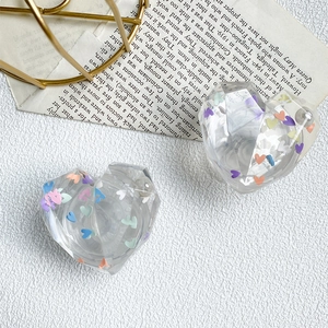 Transparent heart phone socket with colorful sequins and pearls in minimalist ins style