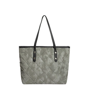 Sac fourre-tout matelassé vintage camouflage avec surpiqûres et poignées noires