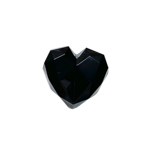 Minimalist black heart faceted phone grip holder on white background for desk and bed