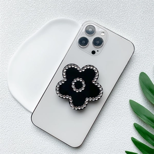 Luxury Rhinestone Flower Mobile Phone Air Bag Bracket Expandable Desktop Stand Acrylic Sparkling Decorative Accessory Glossy Finish