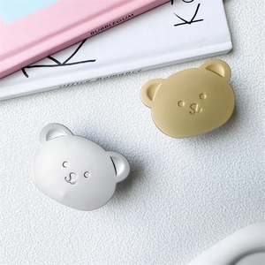 Cute Bear Head Phone Grip Collapsible Stand Adhesive Metal Plated Griptok Universal Smartphone Desktop Support Accessory