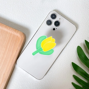 Creative tulip phone grip socket in bright yellow and green for smartphone accessory