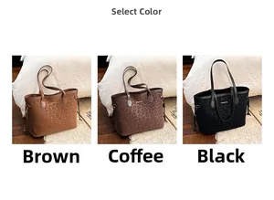 Detailed comparison of leopard print tote bags in brown, coffee, and black options