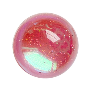 Pink glitter crystal ball phone socket stand with sparkling nebula effect on white back
