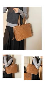 Detail of leopard print tote bag with Creative Cat logo and decorative side drawstrings