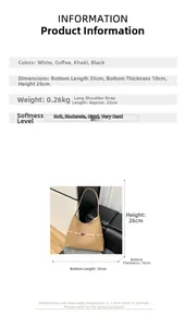 Gedetailleerde maattabel voor retro draagtas met afmetingen hoogte 26cm en lengte 33cm