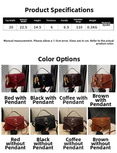 Detailed dimension guide and color options for the croc-embossed square crossbody bag