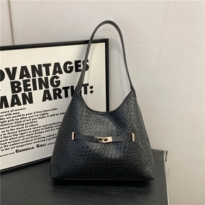Women Minimalist PU Leather Woven Texture Hobo Shoulder Bag Large Capacity Commute Bucket Bag Urban Fashion Underarm Handbag