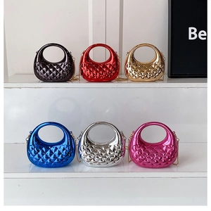Mini acrylic party bags with diamond quilted patterns in multiple metallic electroplated colors