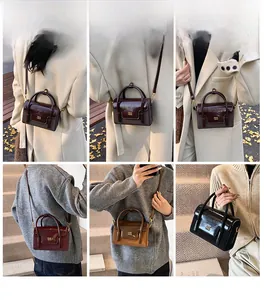 Chic retro square handbags in four colors showing various stylish ways to wear for women