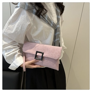 Chic pink leopard print envelope clutch bag with black buckle and wrist strap