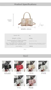 Detailed size chart and specifications for the minimalist square crossbody bag