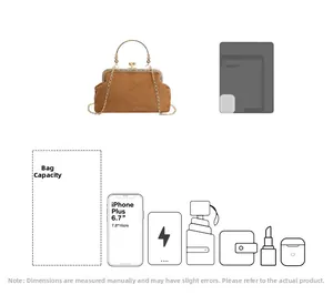 Dettagli sulla capacità della borsa vintage marrone per telefono e accessori