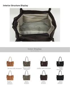 Dettagli delle tasche interne e varianti di colore della borsa tote leopardata
