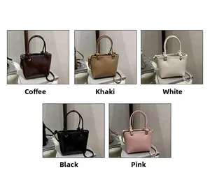 Sacs seau minimalistes en café, kaki, blanc, noir et rose pour femmes élégantes