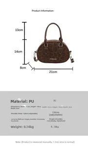 Size chart for leopard print Boston bag with dimensions 21x14x8cm and adjustable strap
