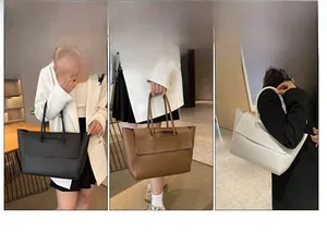 Grande borsa tote minimalista con opzioni in nero, caffè e beige e design capiente