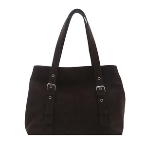 Grand sac cabas marron foncé avec boucles métalliques et finition mate pour le bureau