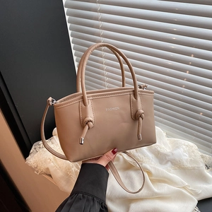 Sac à bandoulière beige élégant avec imprimé mode et poignées nouées pour femmes