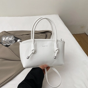 Sac à main trapèze blanc minimaliste avec gaufrage FASHION et doubles bandoulières