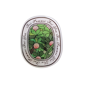 Floral letter phone socket holder with green leaves and pink peach in stained glass style
