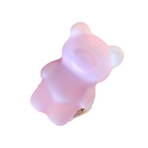 Support de téléphone pliable ours translucide dégradé rose et violet sur fond blanc