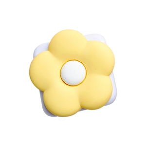Floral expandable phone socket stand with portable mirror and yellow flower design