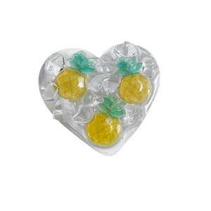 Heart-shaped transparent resin phone socket with 3D pineapple charms and icy texture