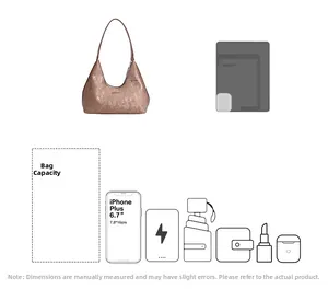 Capacità interna della borsa a mezzaluna bronzo con spazio per iPad e smartphone