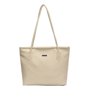 Elegante borsa tote bianco avorio in pelle martellata dal design minimalista