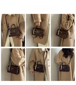 Various styles of carrying retro leopard print and brown leather baguette bags