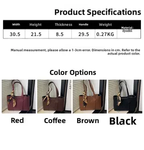 Tableau des tailles détaillé et dimensions pour le sac fourre-tout en quatre couleurs