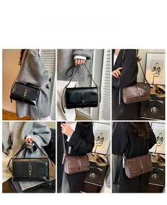 Dettagli della borsa a tracolla in pelle vintage che mostrano stili di utilizzo e colori vari