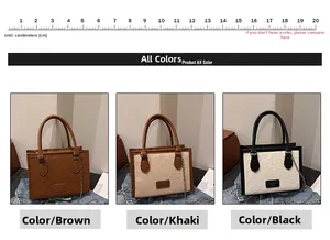 Detailed comparison of brown, khaki, and black tote bags with checkered embossed texture