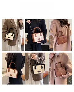 Detail showing various ways to wear the mini tote bag with chain strap and top handle