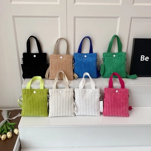 Corduroy Mini Shoulder Bag Vertical Square Small Crossbody Handbag With Snap Button Casual Versatile For Women