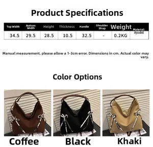 Tableau des tailles et couleurs pour le grand sac fourre-tout porté épaule chic