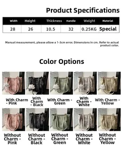 Detail chart of marble pattern tote bag with 28x26cm size and five color options