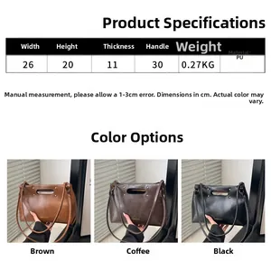 Size chart and specifications for the large capacity PU leather women handbag