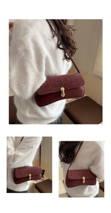 Close-up of burgundy leopard print shoulder bag with gold metal buckle detail