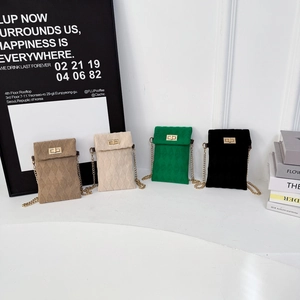 Borsa A Tracolla Retro Con Motivo A Rombi In Maglia Per Cellulare Con Catena In Metallo E Chiusura A Girello Per Donna