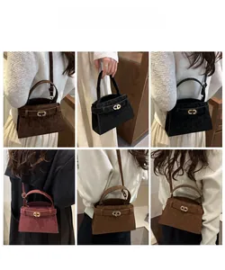 Detailed views of animal print suede crossbody bags with CD gold hardware in various colors