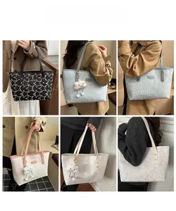 Collage of tote bags with star embroidery and cloud charms in various stylish colors
