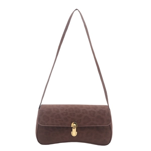 Sac bandoulière chic en daim imprimé léopard avec boucle en métal doré pour femmes