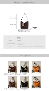Detailed size chart and multi-color options for the minimalist faux suede tote bag