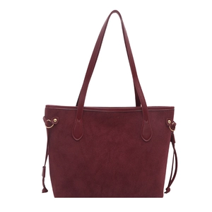 Large burgundy frosted leather tote bag with smooth trim and gold hardware for women